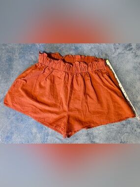 Valija 100% COTTON Women's Rust Paperbag Waist Shorts
